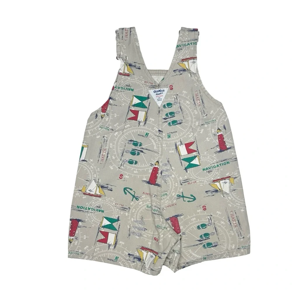 Vintage Oshkosh Nautical‎ Navigation Shorts Overalls